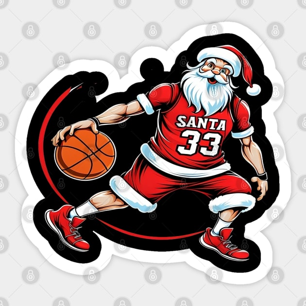 Santa Slam Dunk, Merry Christmas Gift, Basketball Gift Sticker by Customo